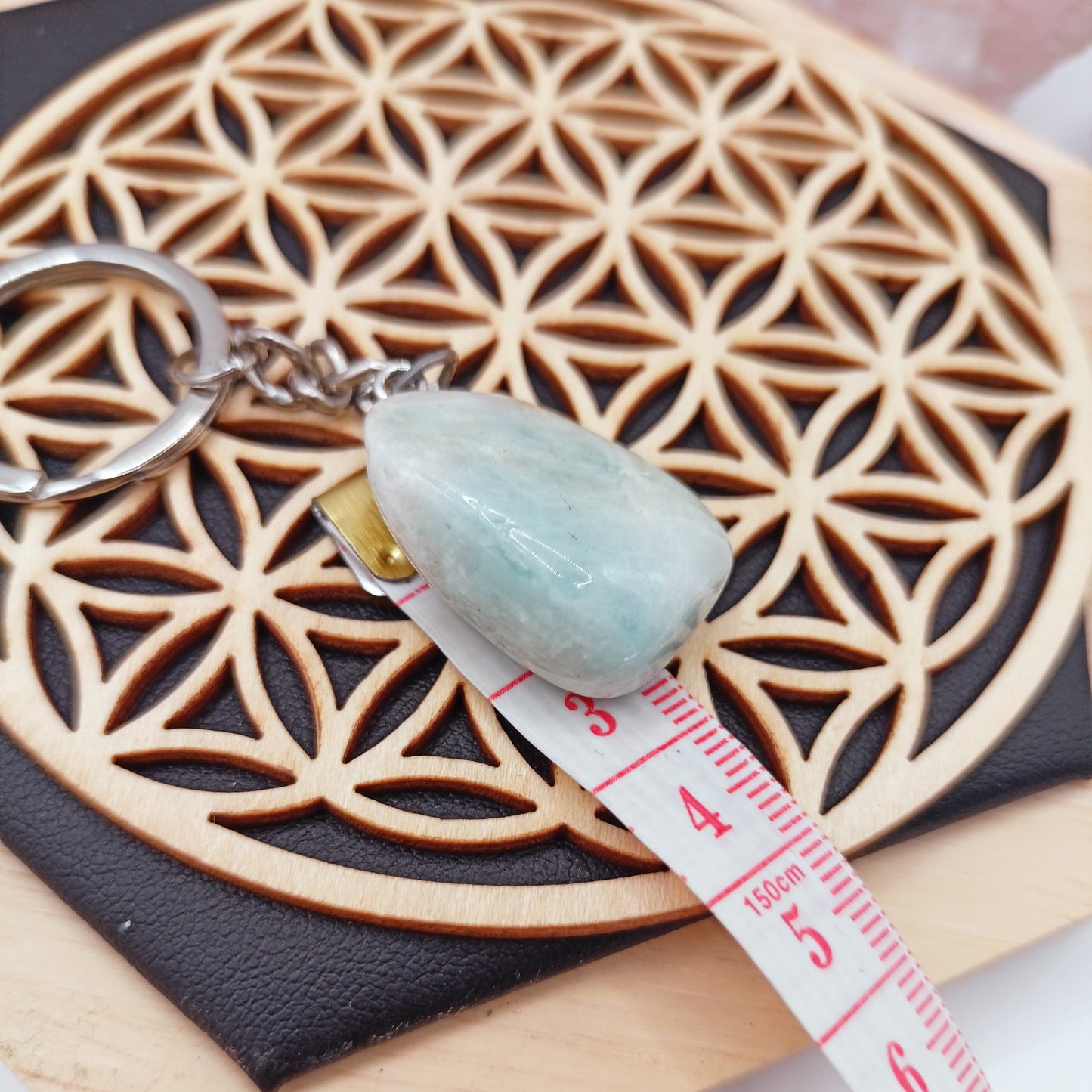 Porte Clés, Amazonite Pierre Polie Les Gemmes de l'Ursuya