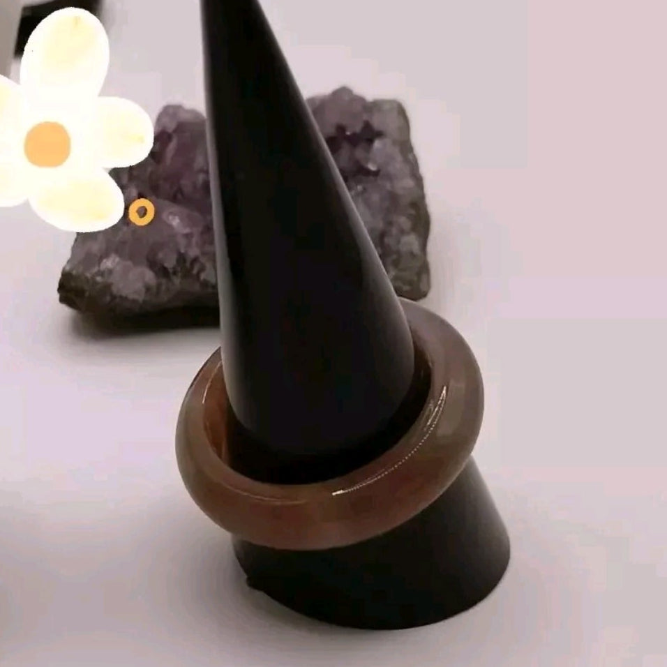 Bague Anneau En pierre naturelle Quartz Marron Touche De Rouge T19 Les Gemmes de l'Ursuya