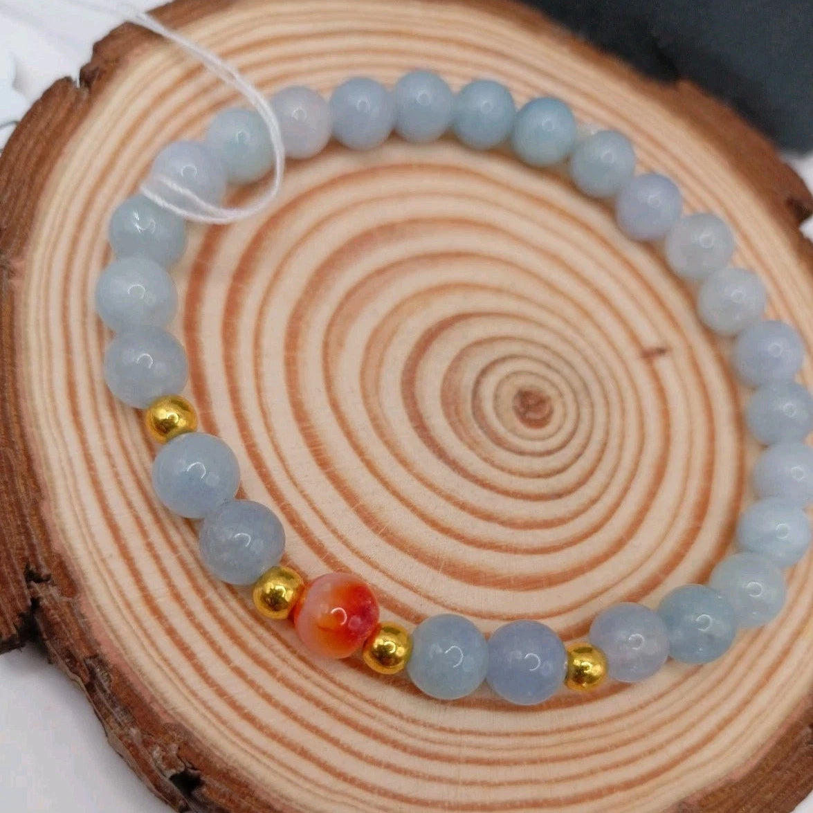 Bracelet Pierres Naturelles Aigue Marine Et Cornaline