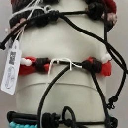 Bracelet Ajustable En Cuir Et Pierre Naturelle Malachite Et Onxy ~4mm