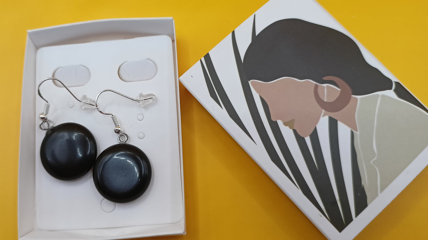 Boucles D'oreilles Pierre Naturelle onyx