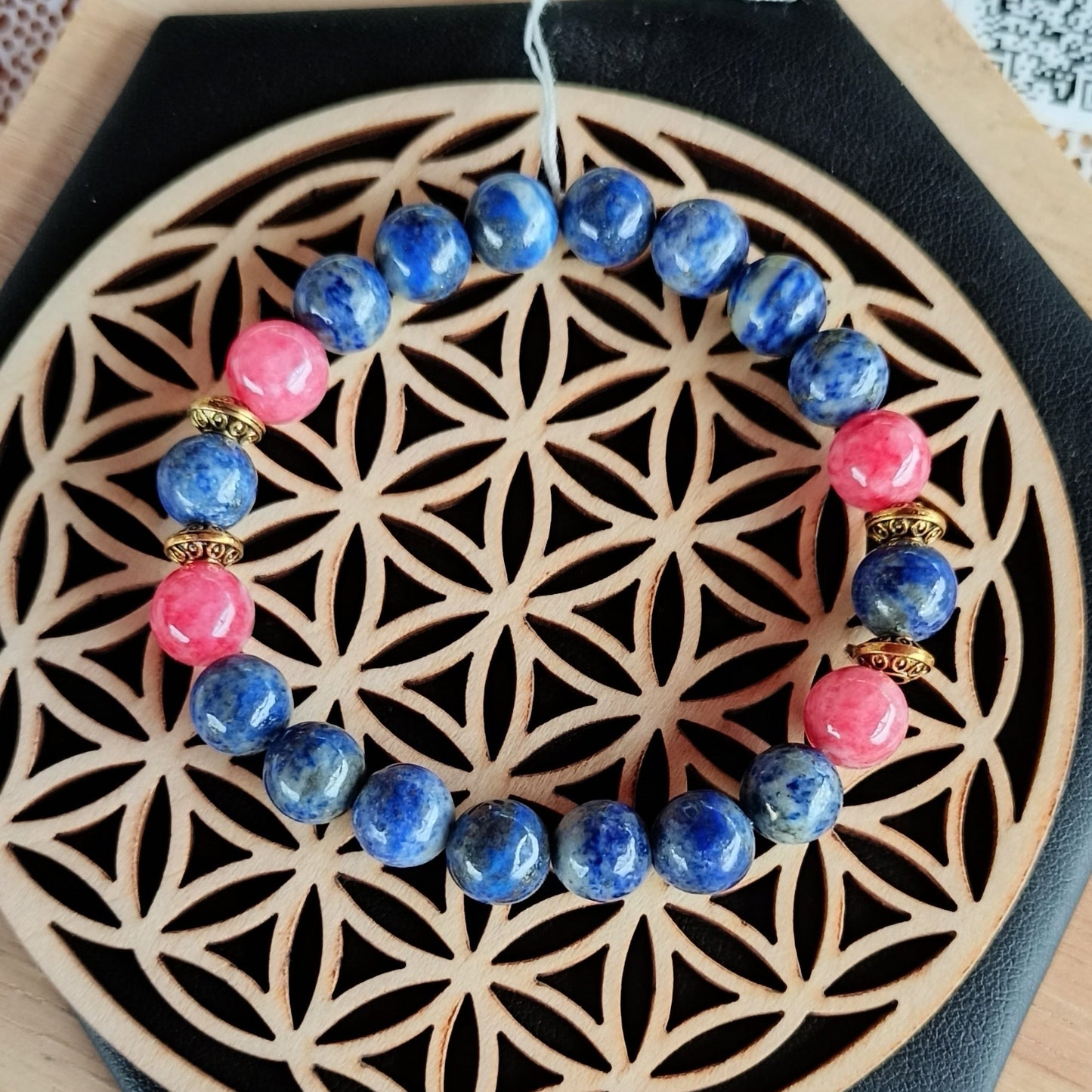 Bracelet Pierres Naturelles Lapis lazuli 3A & Tourmaline Rose