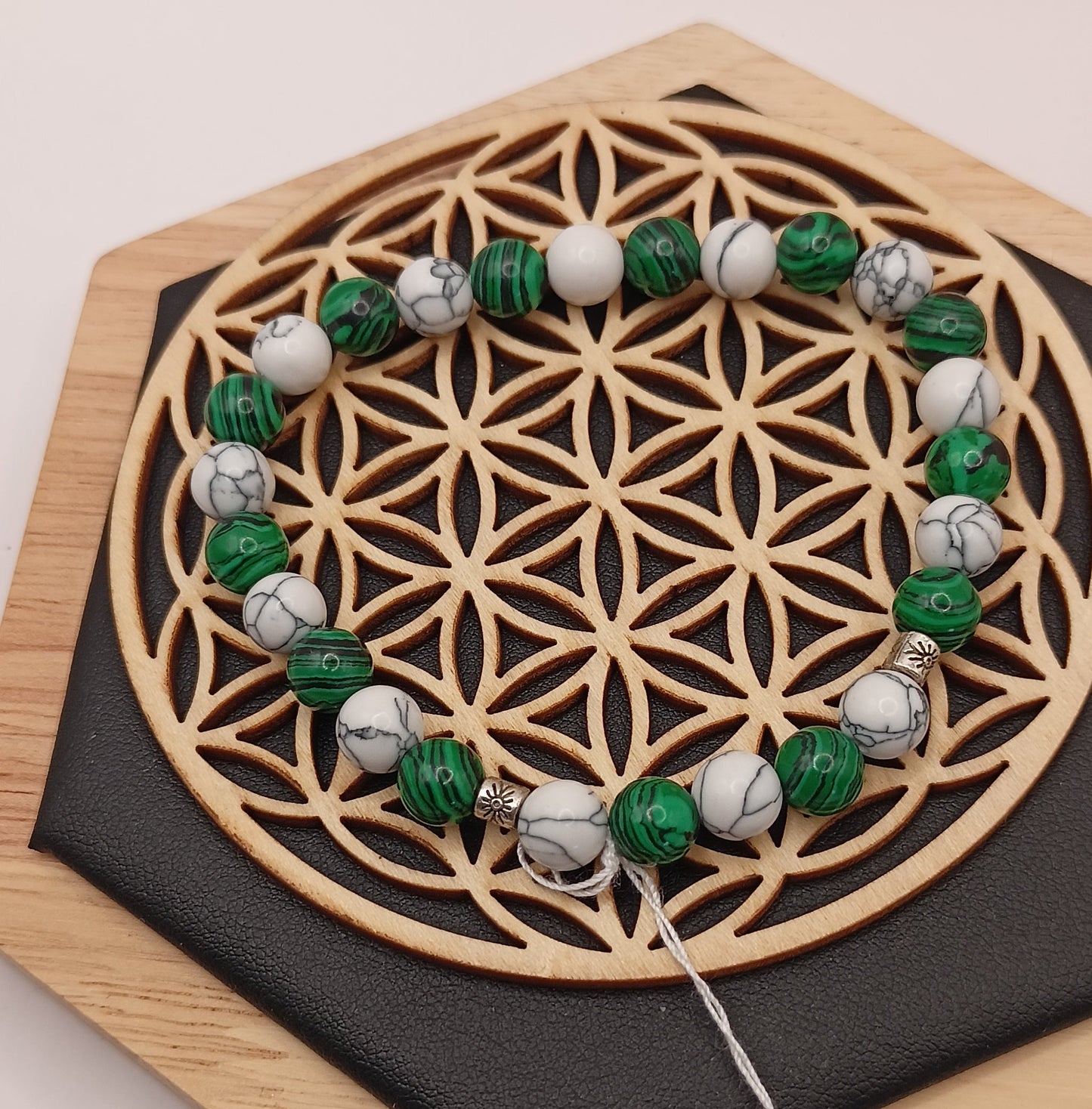 Bracelet en Pierre Naturelle Malachite & Howlite