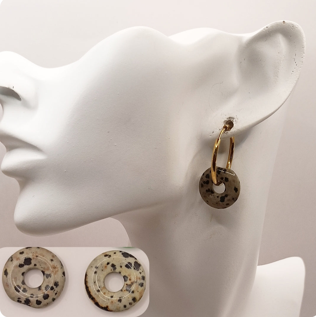 Boucles d'oreilles créoles avec pierre naturelle grande taille _ interchangeable Les Gemmes de l'Ursuya