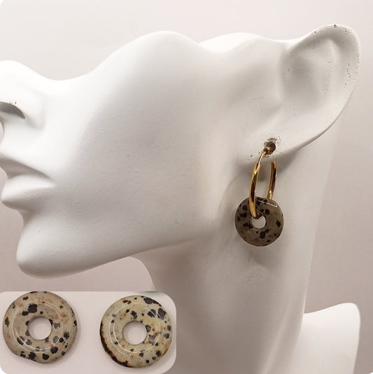Boucles d'oreilles créoles avec pierre naturelle grande taille _ interchangeable Les Gemmes de l'Ursuya