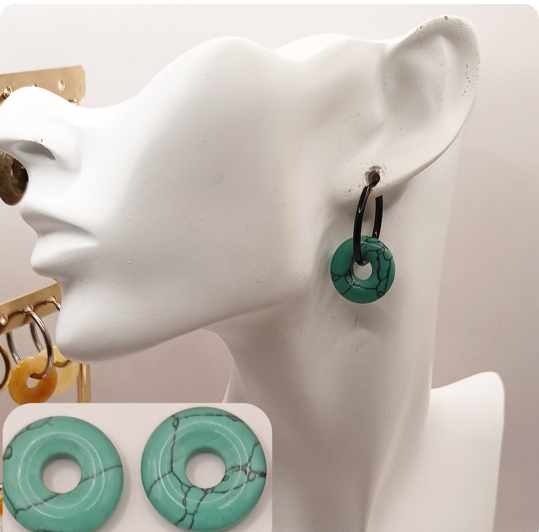 Boucles d'oreilles créoles avec pierre naturelle grande taille _ interchangeable Les Gemmes de l'Ursuya