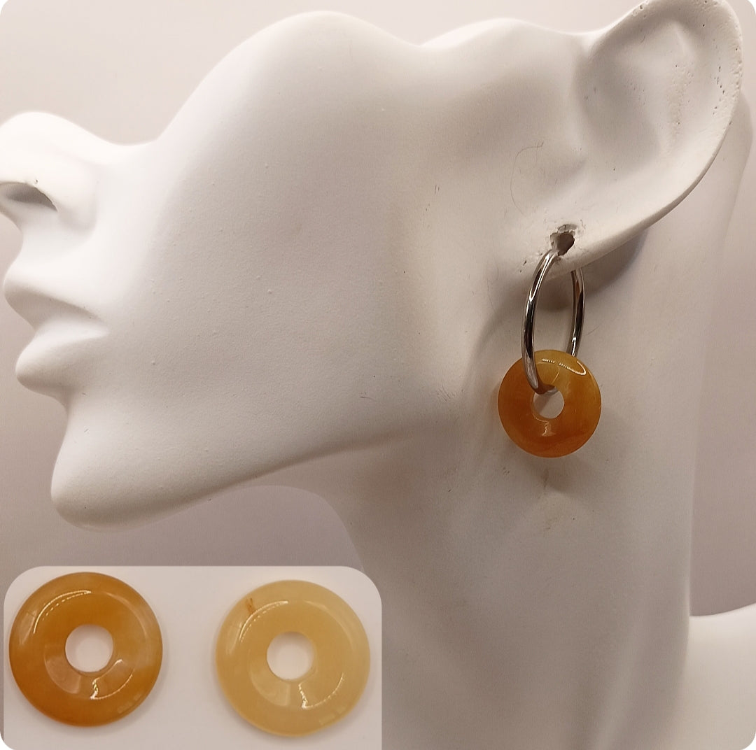 Boucles d'oreilles créoles avec pierre naturelle grande taille _ interchangeable Les Gemmes de l'Ursuya