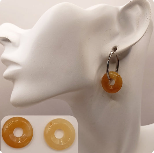 Boucles d'oreilles créoles avec pierre naturelle grande taille _ interchangeable Les Gemmes de l'Ursuya