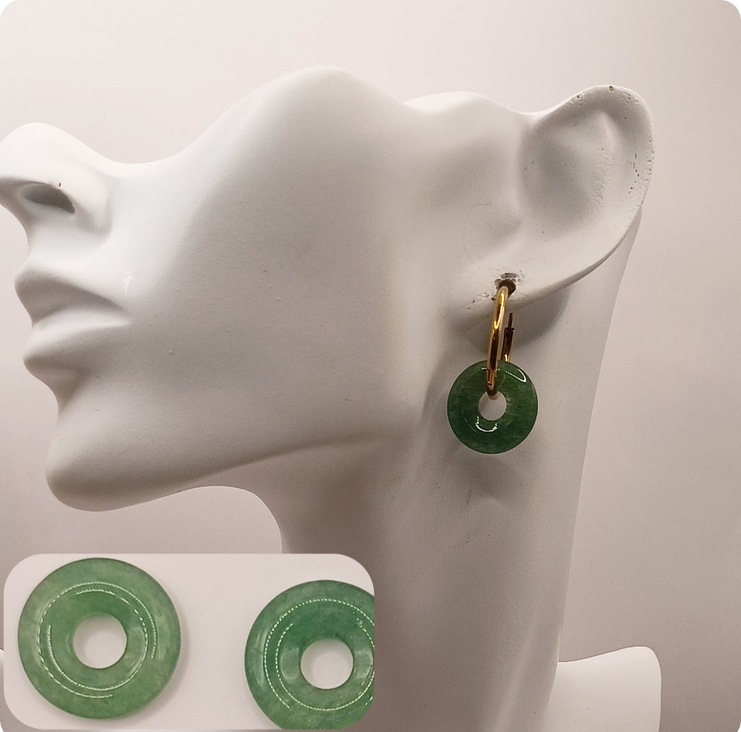 Boucles d'oreilles créoles avec pierre naturelle grande taille _ interchangeable Les Gemmes de l'Ursuya