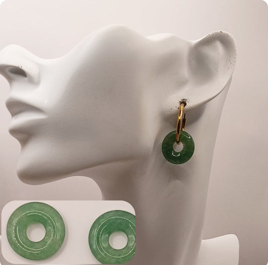 Boucles d'oreilles créoles avec pierre naturelle grande taille _ interchangeable Les Gemmes de l'Ursuya