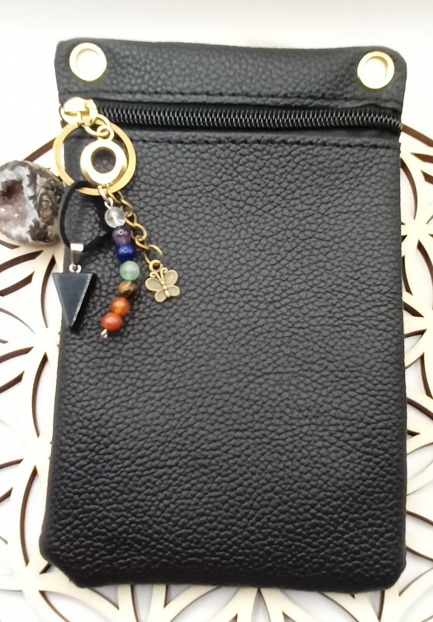 Mini Sac à Bandoulière Simili-Cuir_ Pierre Obsidienne Les Gemmes de l'Ursuya