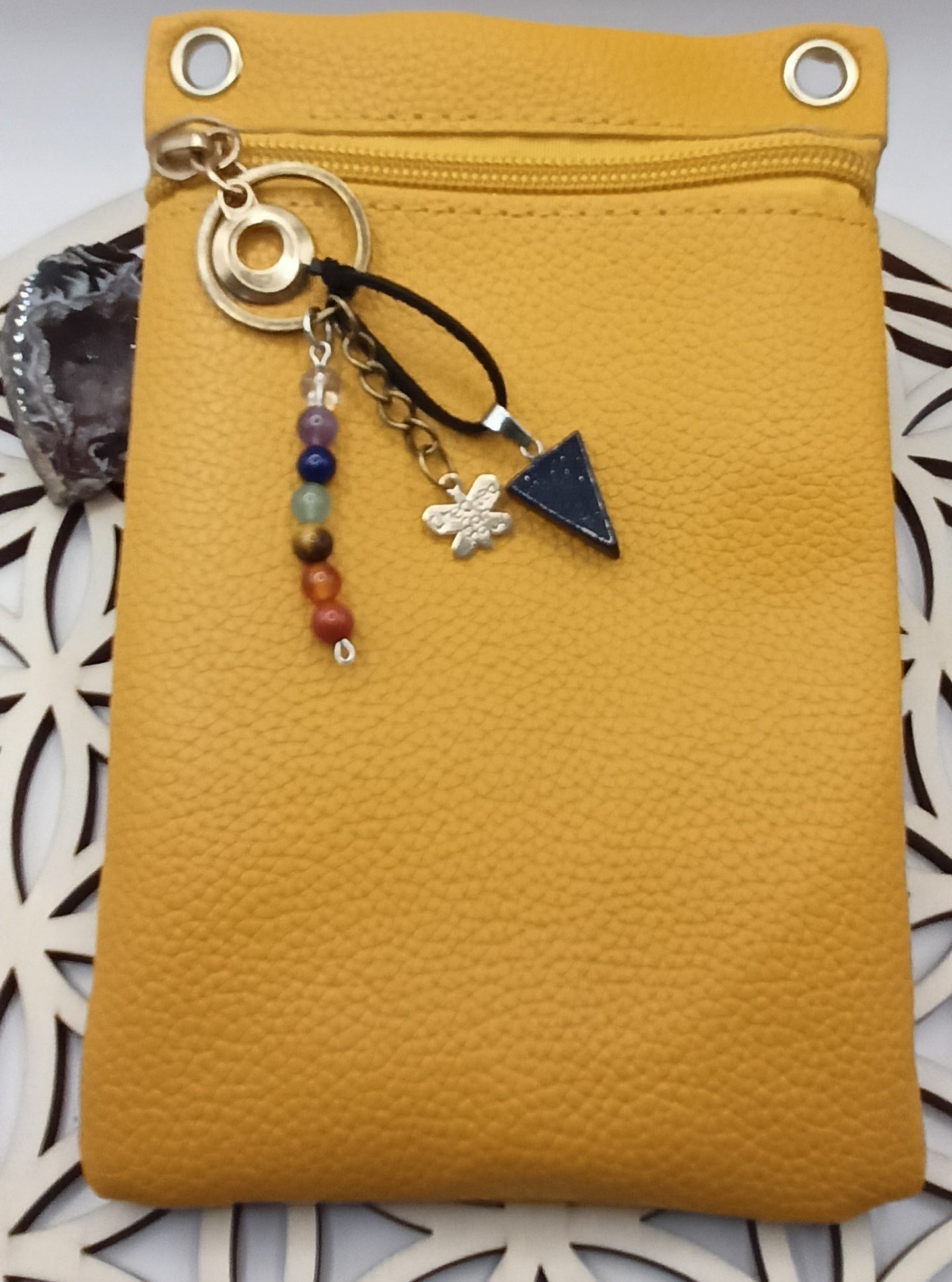 Mini Sac à Bandoulière Simili-Cuir_ Pierre en Verre paillette Les Gemmes de l'Ursuya