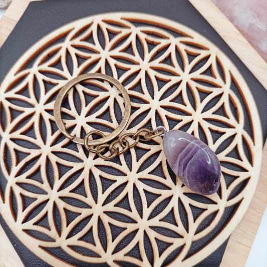 Porte Clés, Améthyste Pierre Polie