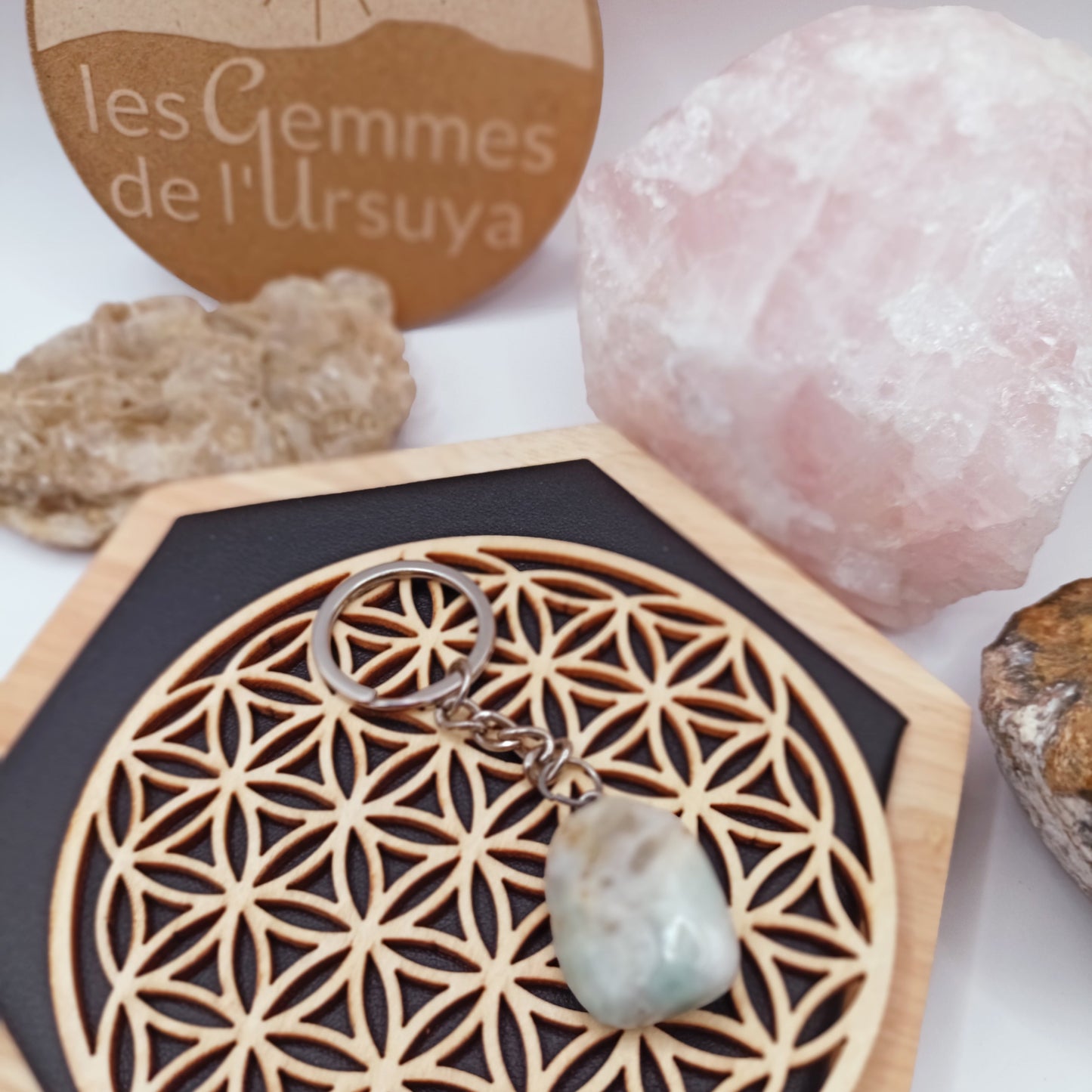 Porte Clés, Amazonite Pierre Polie