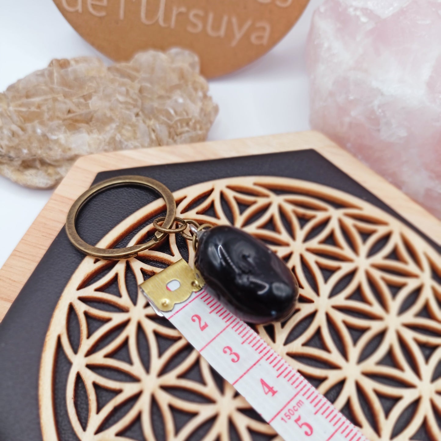 Porte Clés, obsidienne Pierre Polie Les Gemmes de l'Ursuya
