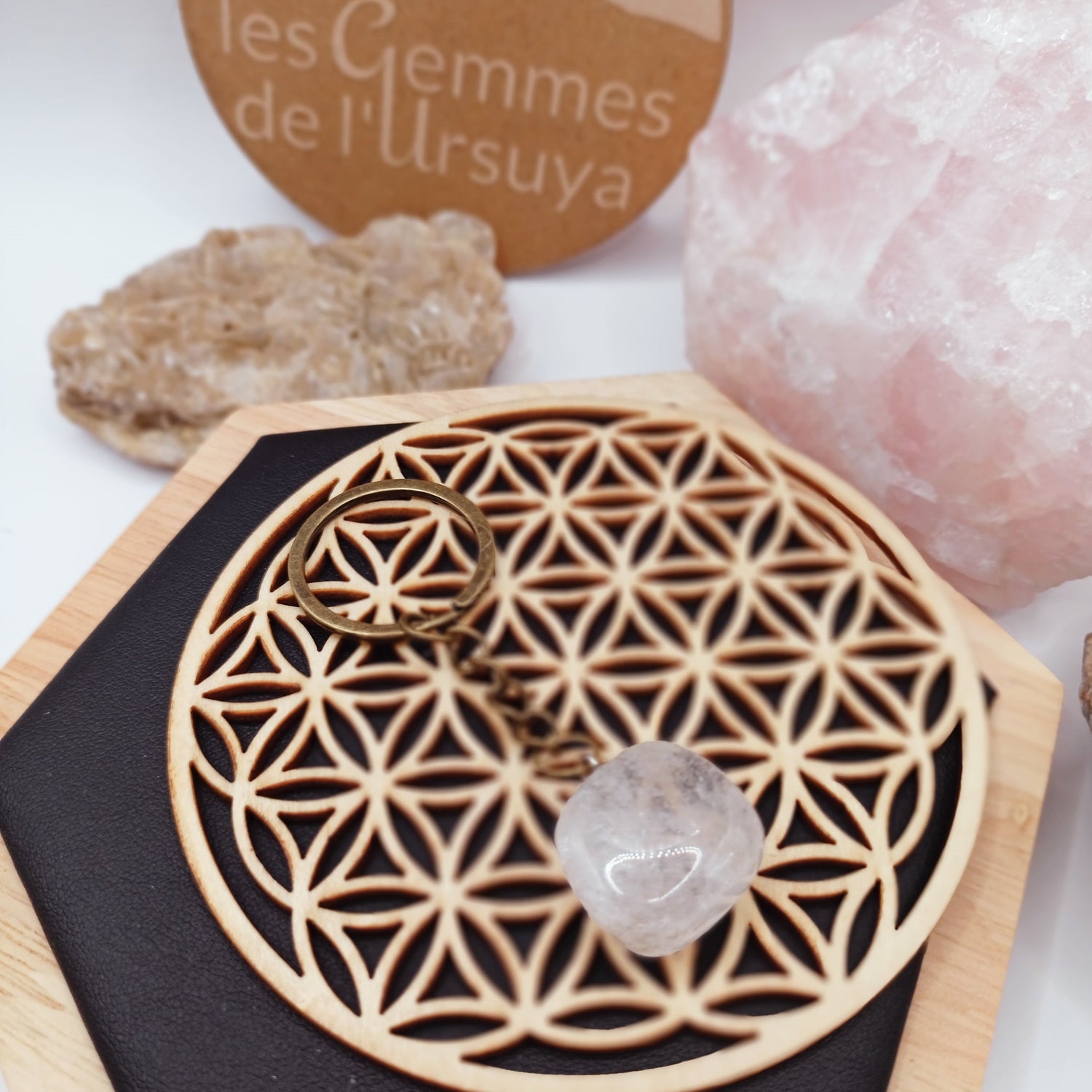 Porte Clés, Cristal de roche Pierre Polie Les Gemmes de l'Ursuya