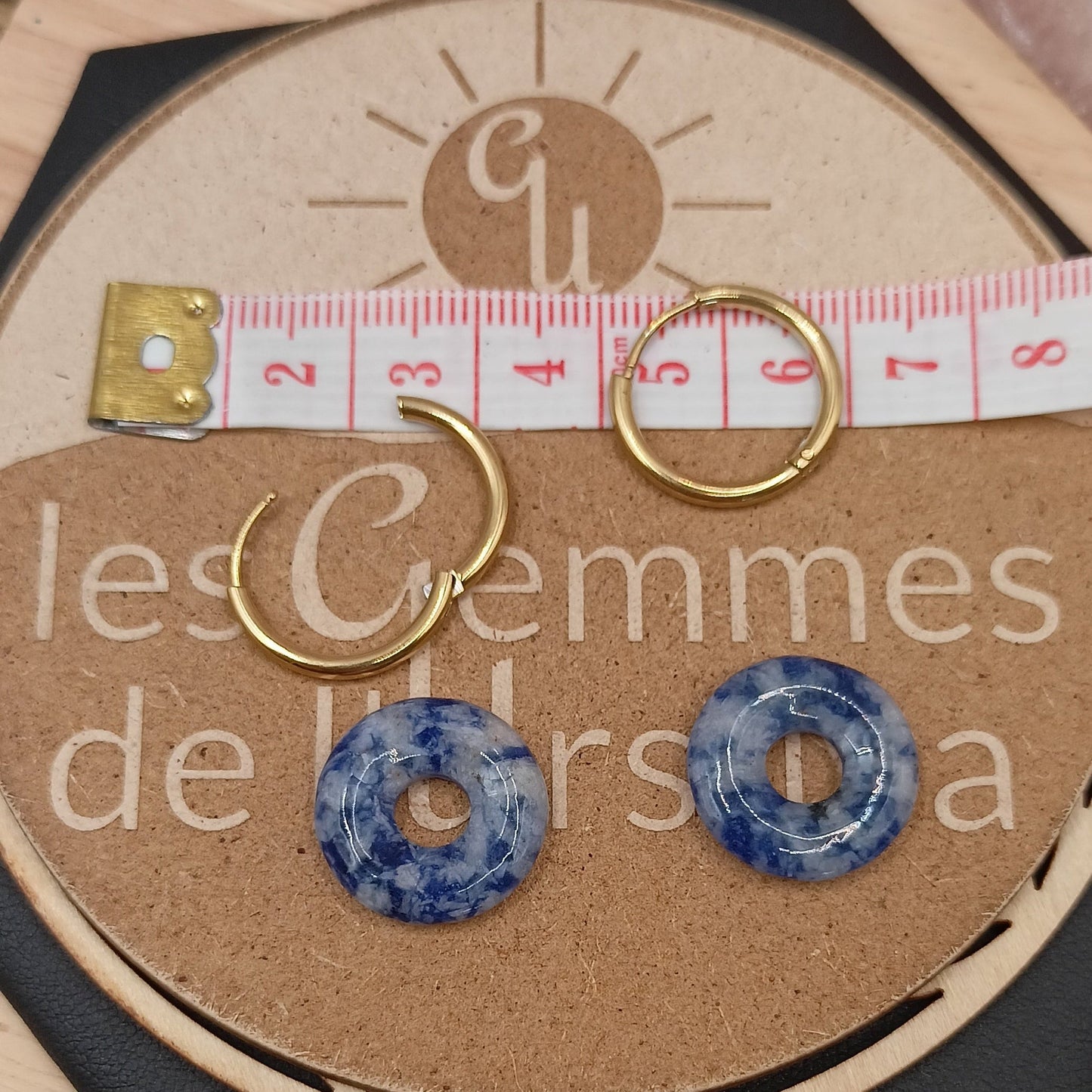 Boucles d'oreilles créoles avec pierre naturelle grande taille _ interchangeable Les Gemmes de l'Ursuya