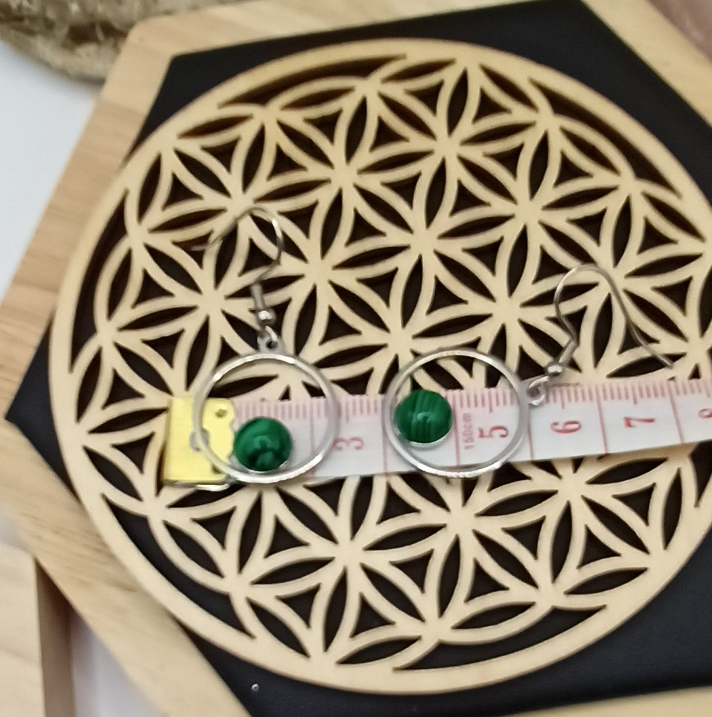 Boucles d’oreilles Malachite argenté – Acier Inoxydable | Les Gemmes de l’Ursuya Les Gemmes de l'Ursuya