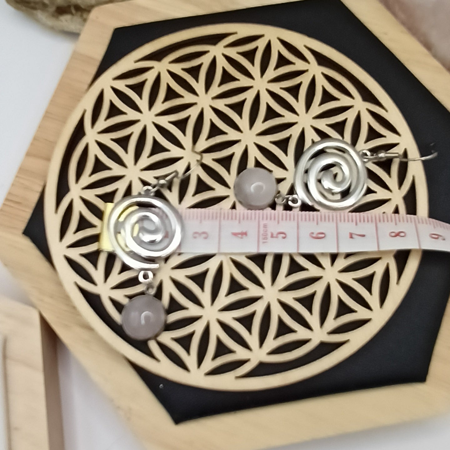 Boucles d’oreilles quartz rose argenté– Acier Inoxydable | Les Gemmes de l’Ursuya Les Gemmes de l'Ursuya