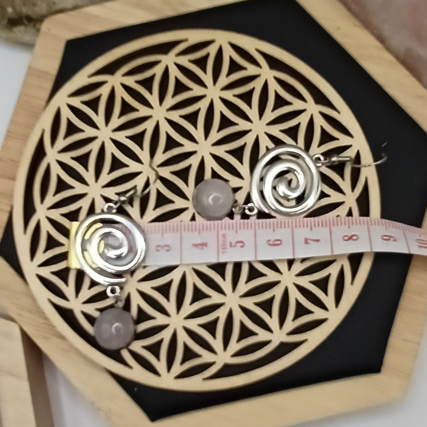 Boucles d’oreilles quartz rose argenté– Acier Inoxydable | Les Gemmes de l’Ursuya Les Gemmes de l'Ursuya