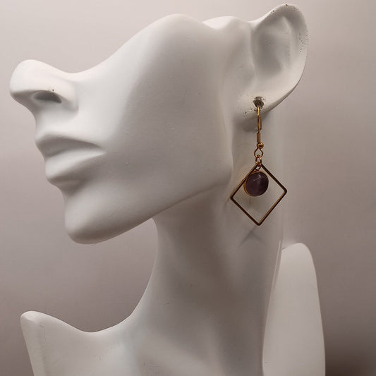 Boucles d’oreilles œil de tigre dorée – Acier Inoxydable | Les Gemmes de l’Ursuya Les Gemmes de l'Ursuya