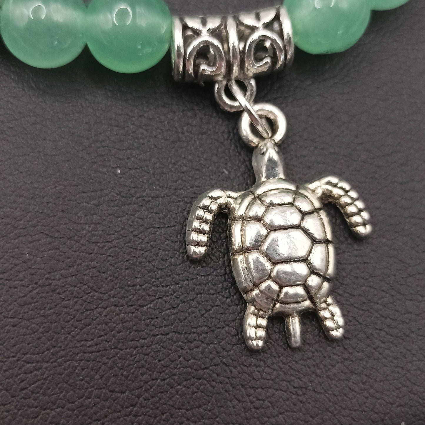 Bracelet en aventurine et pendentif tortue Les Gemmes de l'Ursuya
