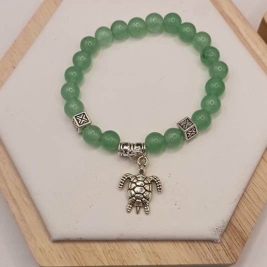 Bracelet en aventurine et pendentif tortue Les Gemmes de l'Ursuya