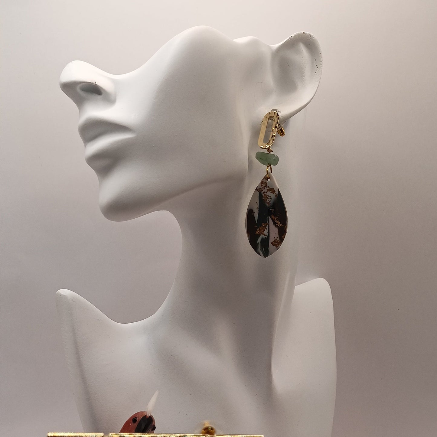 Boucles D'oreilles Pierre Naturelle Aventurine Verte  – pierres naturelles + fantaisie