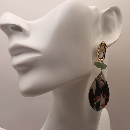 Boucles D'oreilles Pierre Naturelle Aventurine Verte  – pierres naturelles + fantaisie