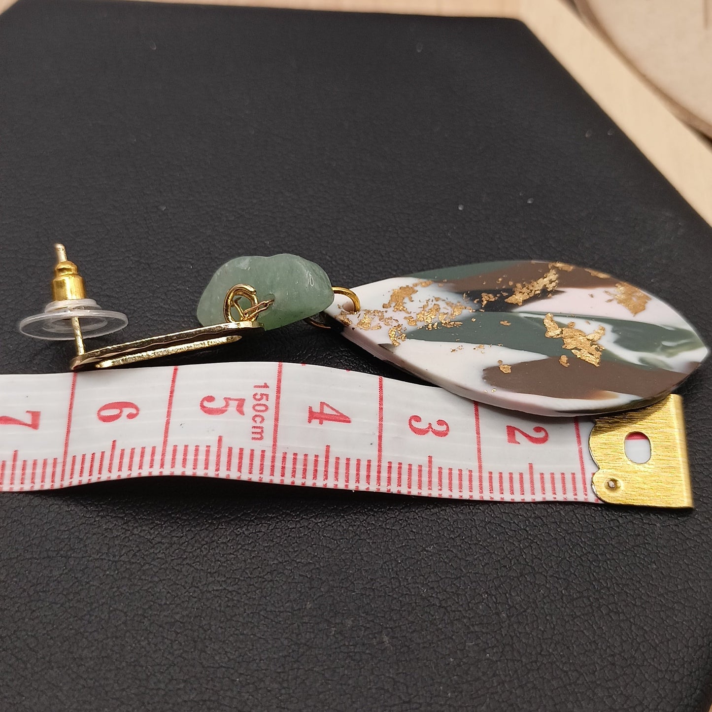 Boucles D'oreilles Pierre Naturelle Aventurine Verte  – pierres naturelles + fantaisie