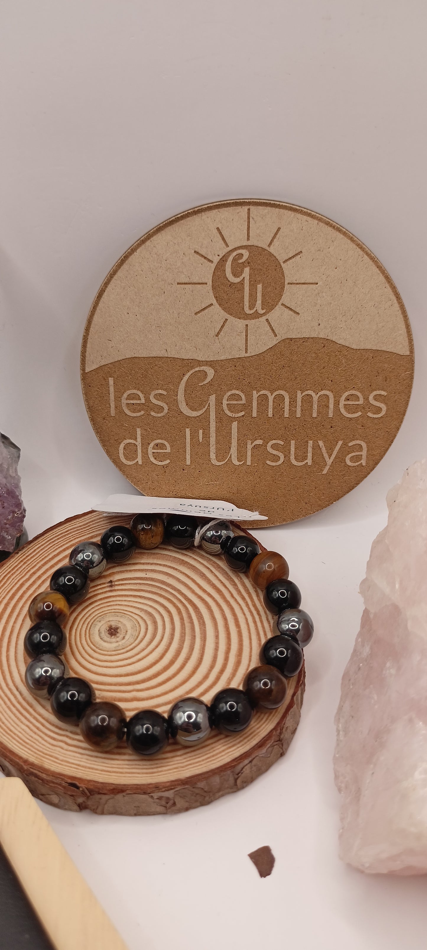 Bracelet 3 Protections Œil Tigre, Obsidienne et Hématite Pierres Naturelles 10mm