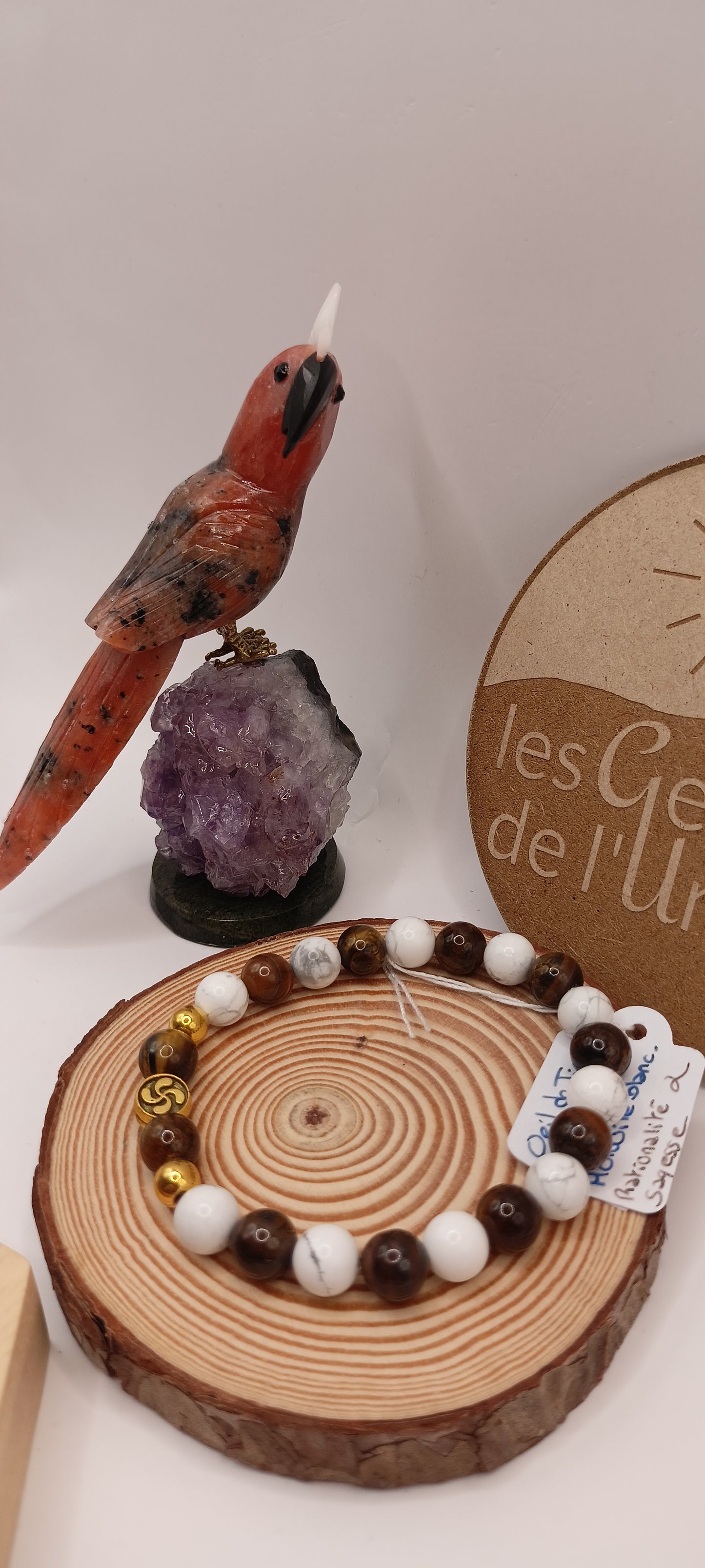 Bracelet en pierre naturelle oeil de tigre et holwite croix basque lauburu