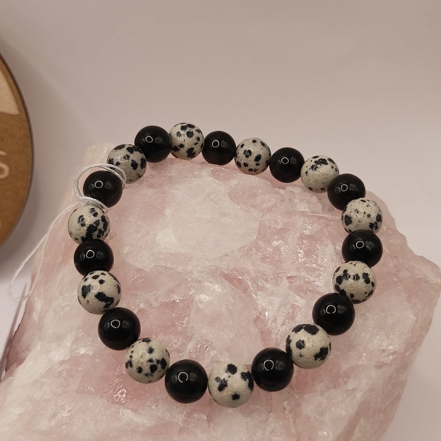 Bracelet Jaspe Dalmatien, Obsidienne Noir pierre Naturelle