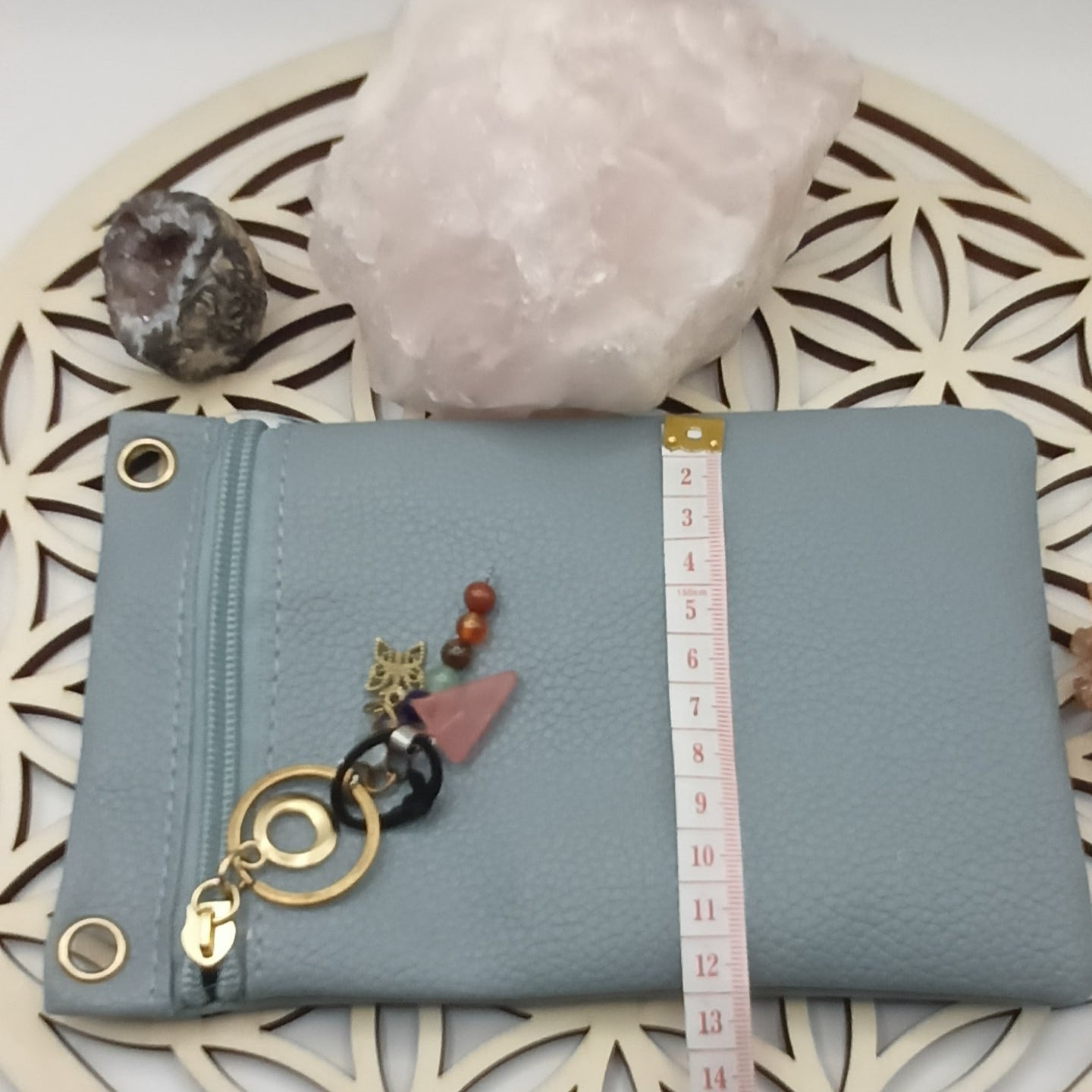 Mini Sac à Bandoulière Simili-Cuir_ Pierre Quartz Rose Les Gemmes de l'Ursuya