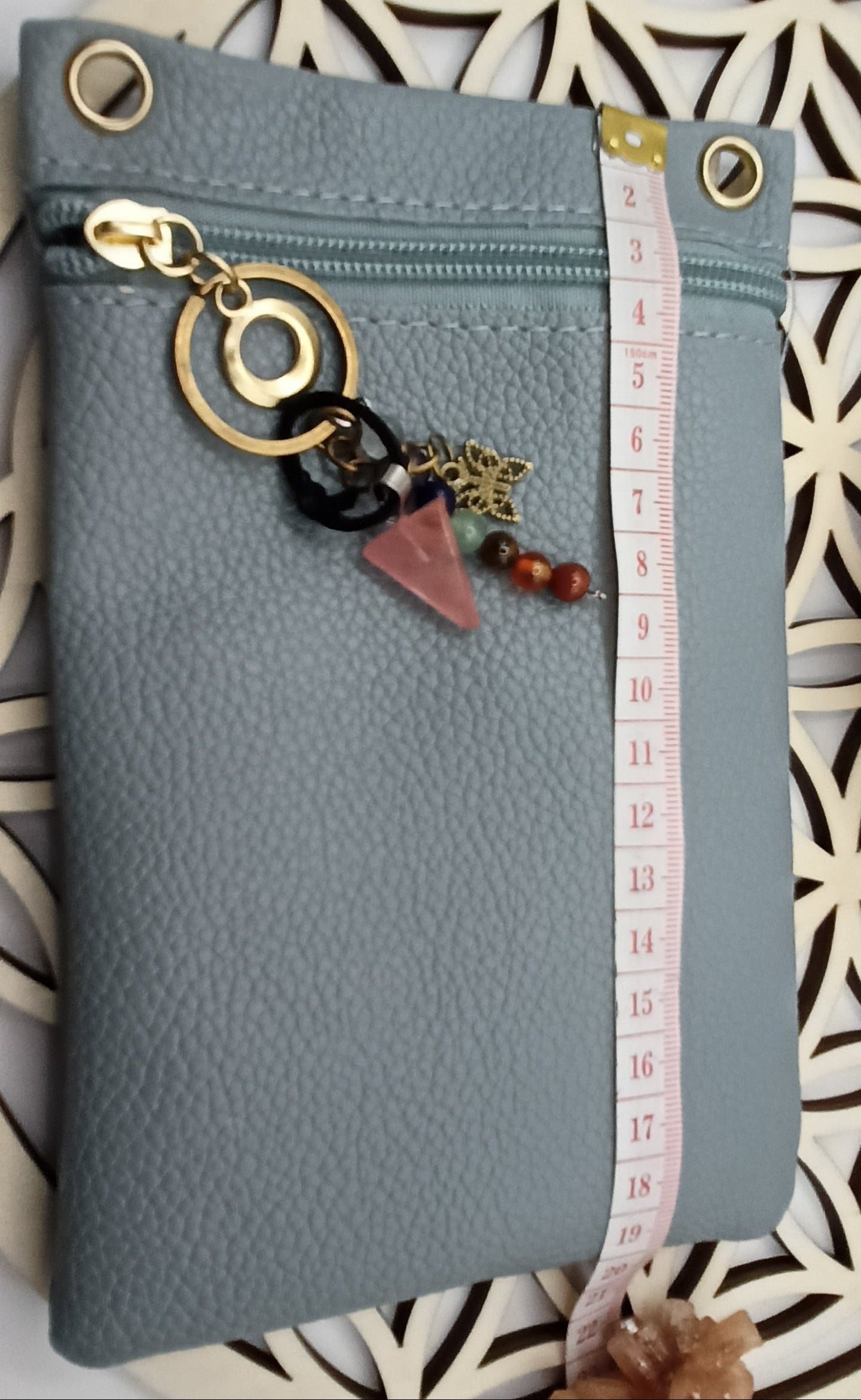 Mini Sac à Bandoulière Simili-Cuir_ Pierre Quartz Rose Les Gemmes de l'Ursuya