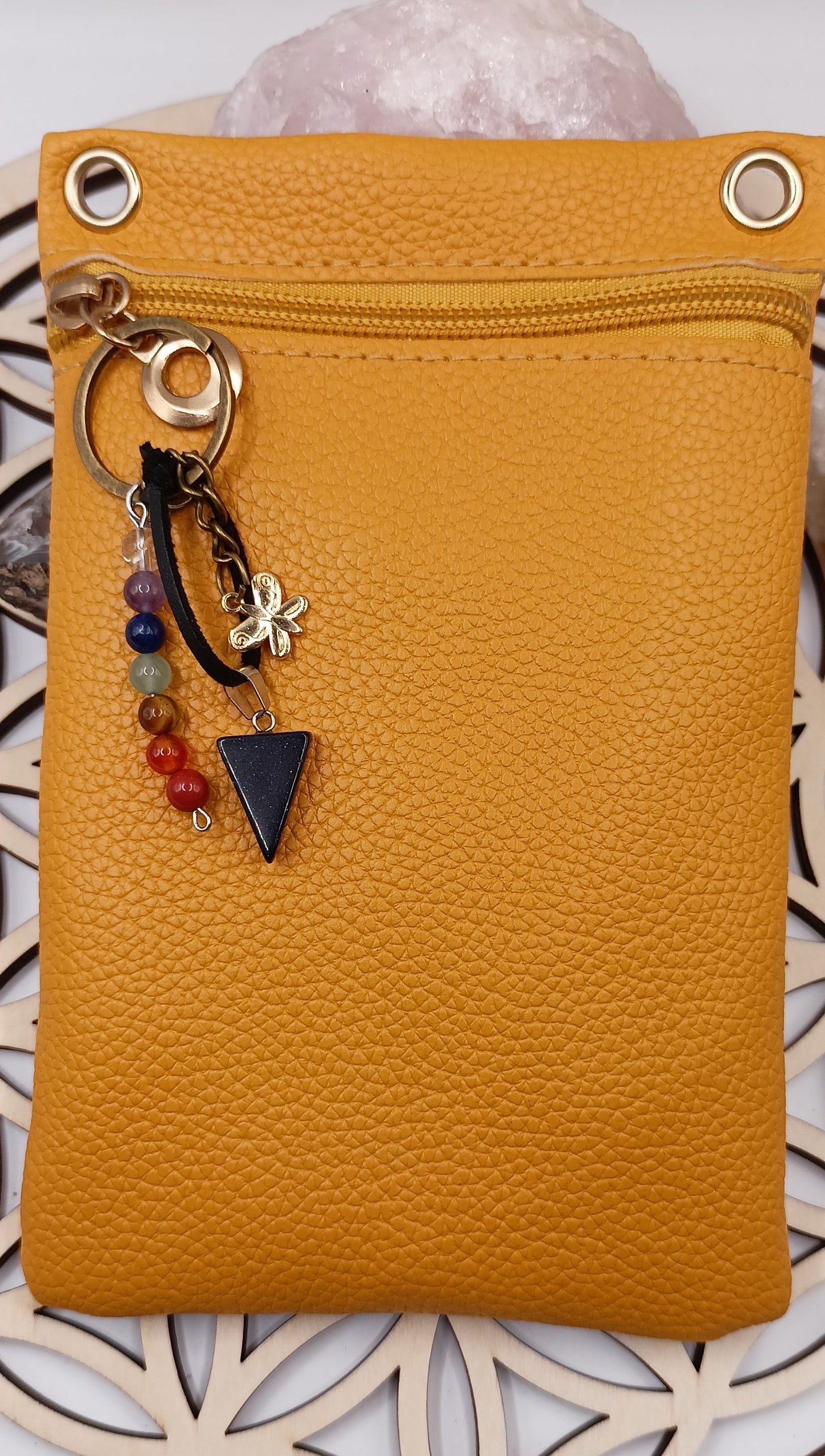 Mini Sac à Bandoulière Simili-Cuir_ Pierre en Verre paillette Les Gemmes de l'Ursuya