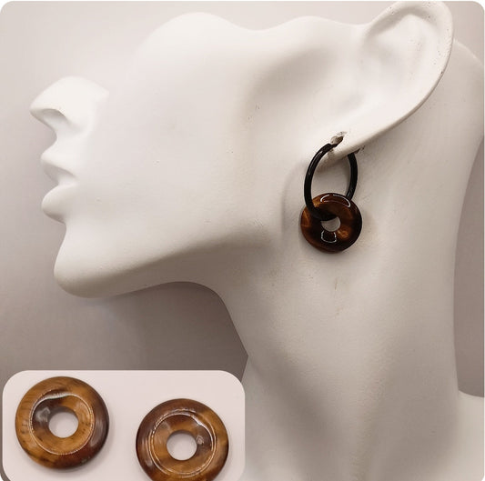 Boucles d'oreilles créoles avec pierre naturelle grande taille _ interchangeable Les Gemmes de l'Ursuya