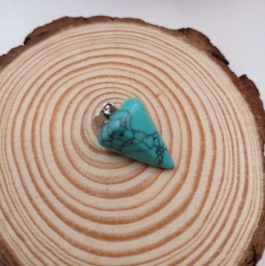 Collier cordon avec pendentif en Pierre Naturelle Holwite Turquoise, noire, rouge Les Gemmes de l'Ursuya