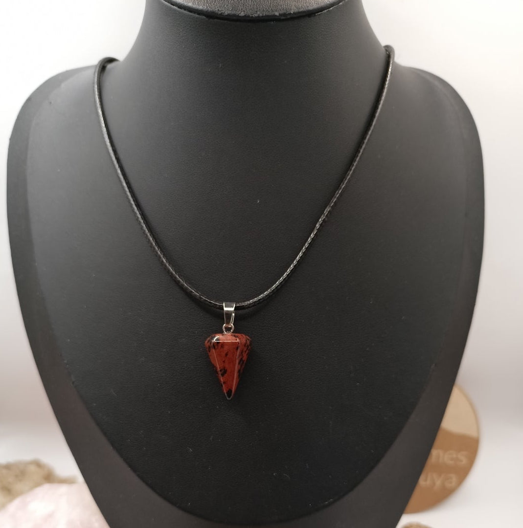 Collier avec pendentif en pierre naturelle Obsidienne Acajou Les Gemmes de l'Ursuya