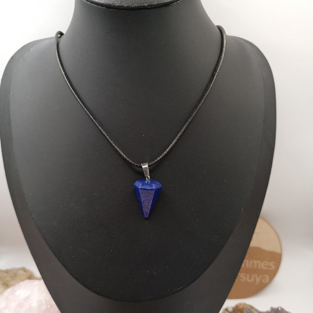 Collier cordon avec pendentif en Pierre Naturelle Lapis-lazuli Les Gemmes de l'Ursuya