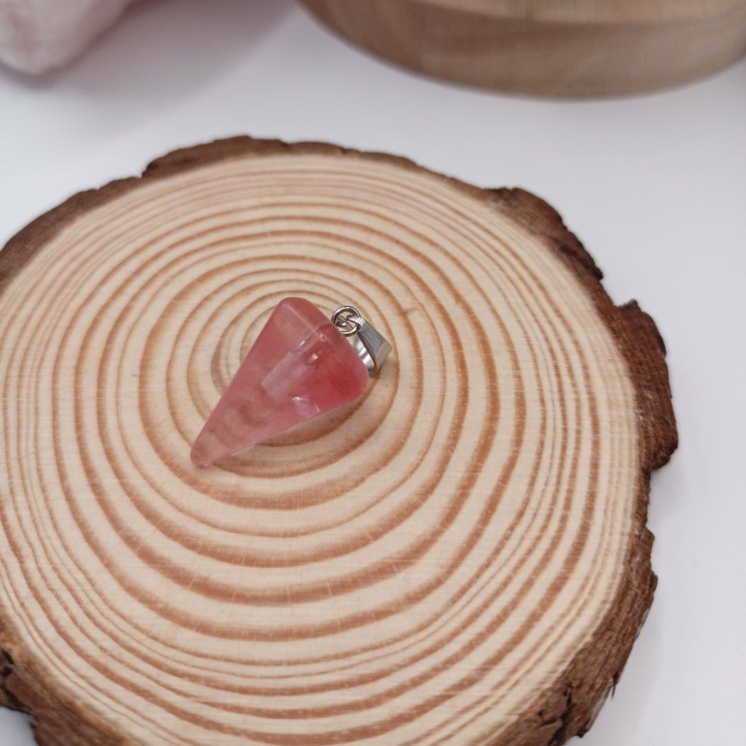 Collier cordon avec pendentif en Pierre Naturelle Quartz rose Les Gemmes de l'Ursuya