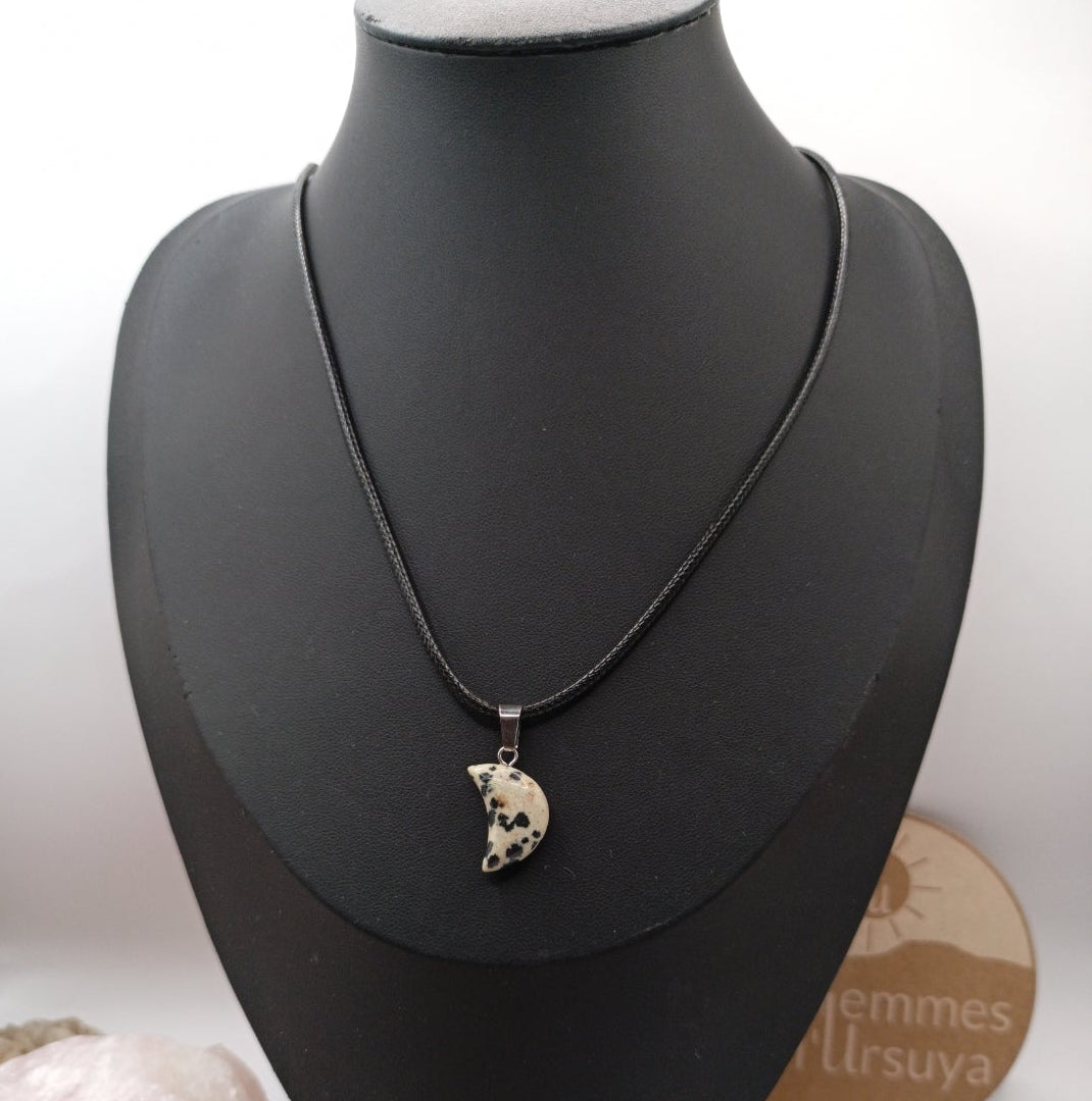 Collier pendentif Pierre naturelle Jaspe Dalmatien Les Gemmes de l'Ursuya