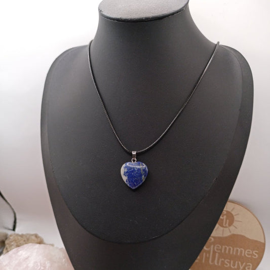 Collier cordon avec pendentif en Pierre Naturelle Lapis-lazuli Les Gemmes de l'Ursuya