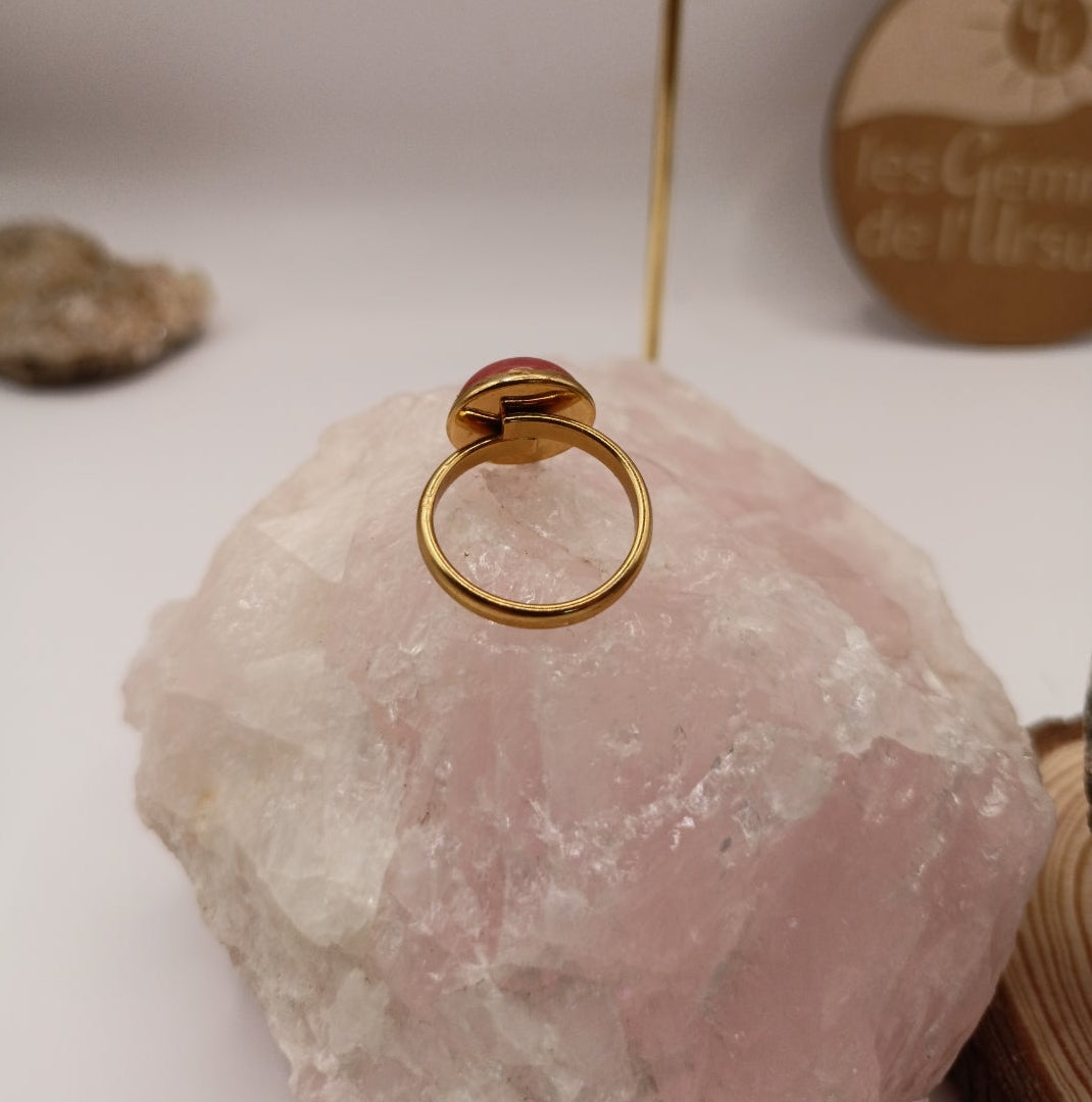 Bague monture ajustable avec pierre naturelle aventurine Les Gemmes de l'Ursuya