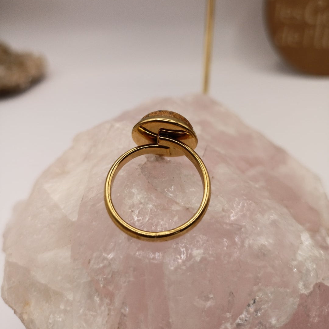 Bague monture ajustable avec pierre naturelle jaspe Les Gemmes de l'Ursuya