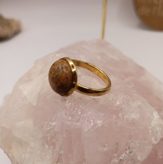 Bague monture ajustable avec pierre naturelle jaspe Les Gemmes de l'Ursuya