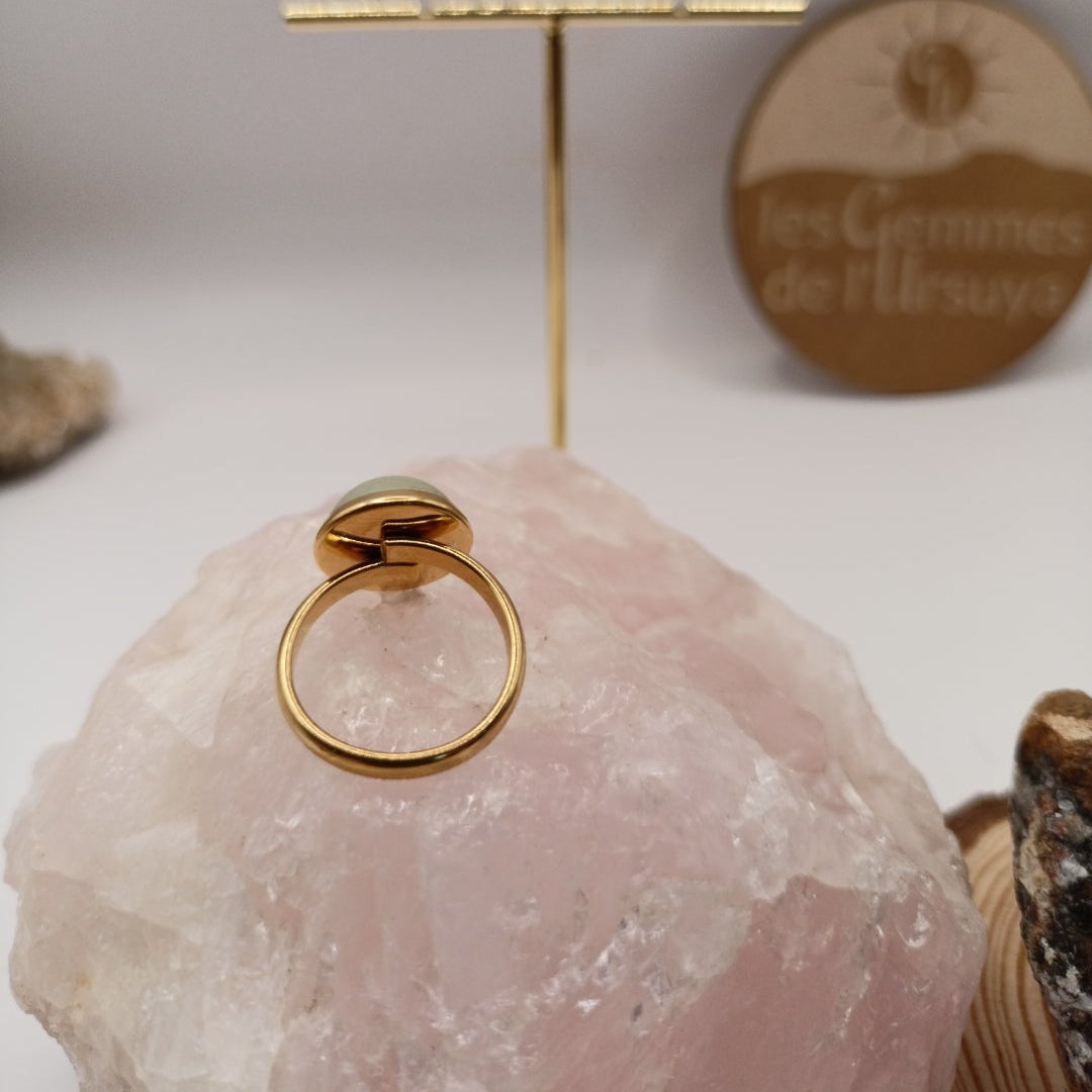 Bague monture ajustable avec pierre naturelle aventurine Les Gemmes de l'Ursuya