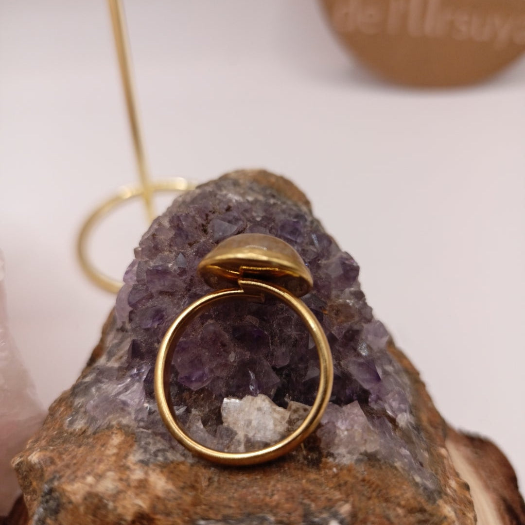 Bague monture ajustable avec pierre Citrine Les Gemmes de l'Ursuya
