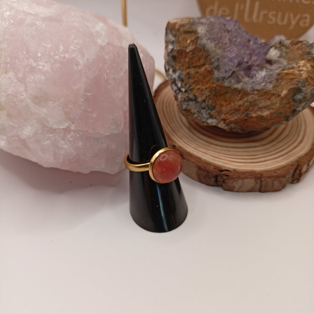 Bague monture ajustable avec pierre naturelle aventurine Les Gemmes de l'Ursuya
