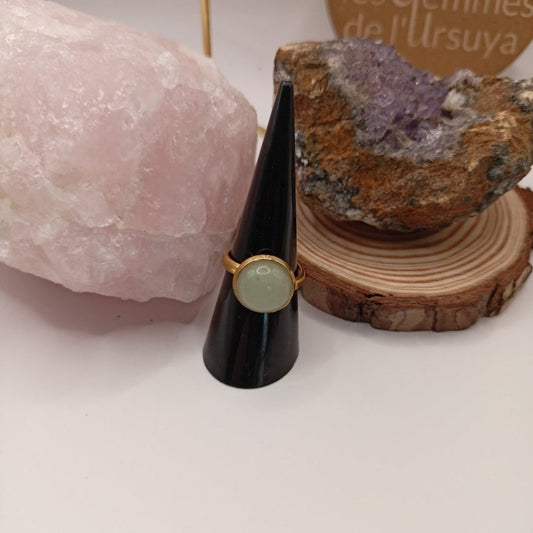 Bague monture ajustable avec pierre naturelle aventurine Les Gemmes de l'Ursuya